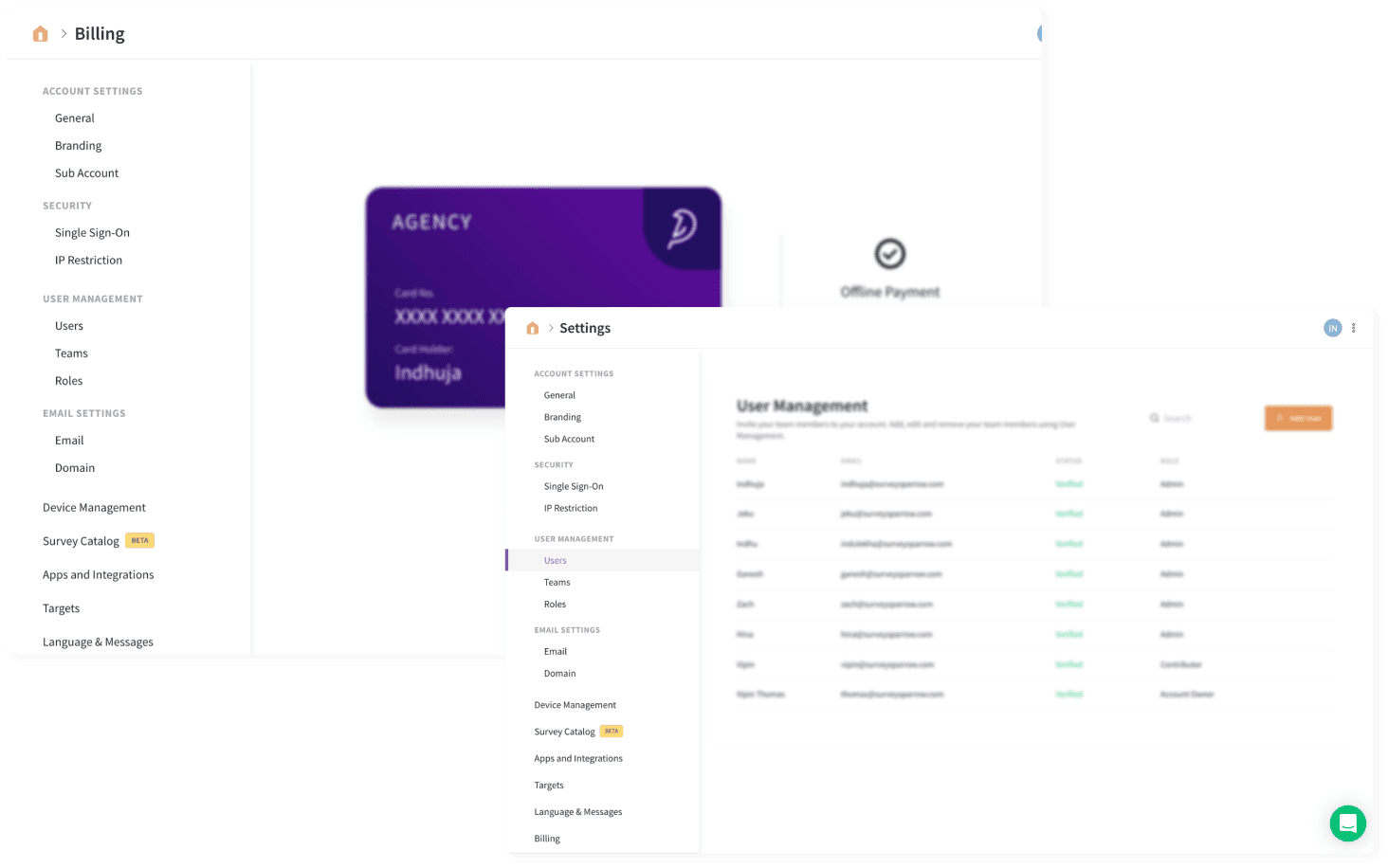 Control the usage & view of your account and set permissions for different teams using Roles & Permissions.