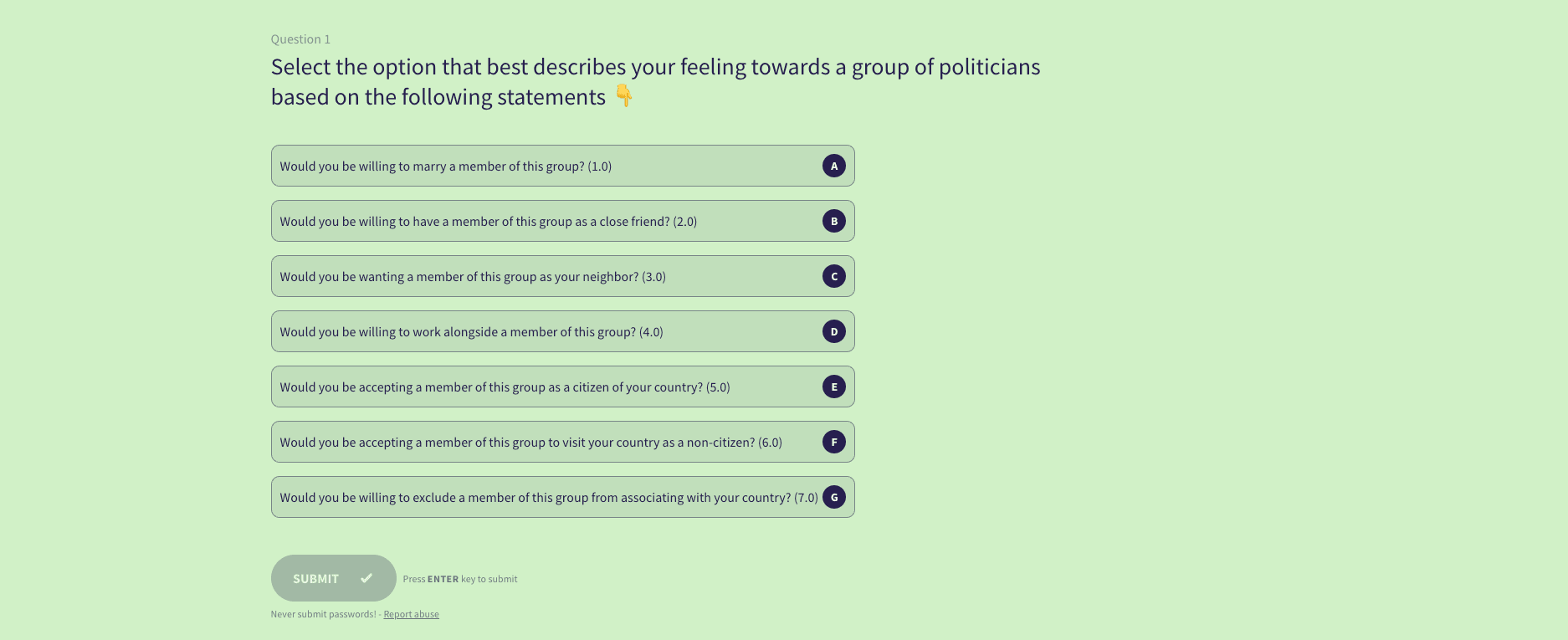 Bogardus Social Distance Scale: Definition, Survey Questions with Examples Bogardus Social Distance Scale: Definition, Survey Questions with Examples